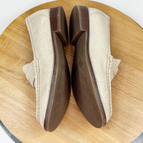 Vionic Waverly Leather Penny Loafers Cream Gold Shimmer 8 - Picture 5 of 11